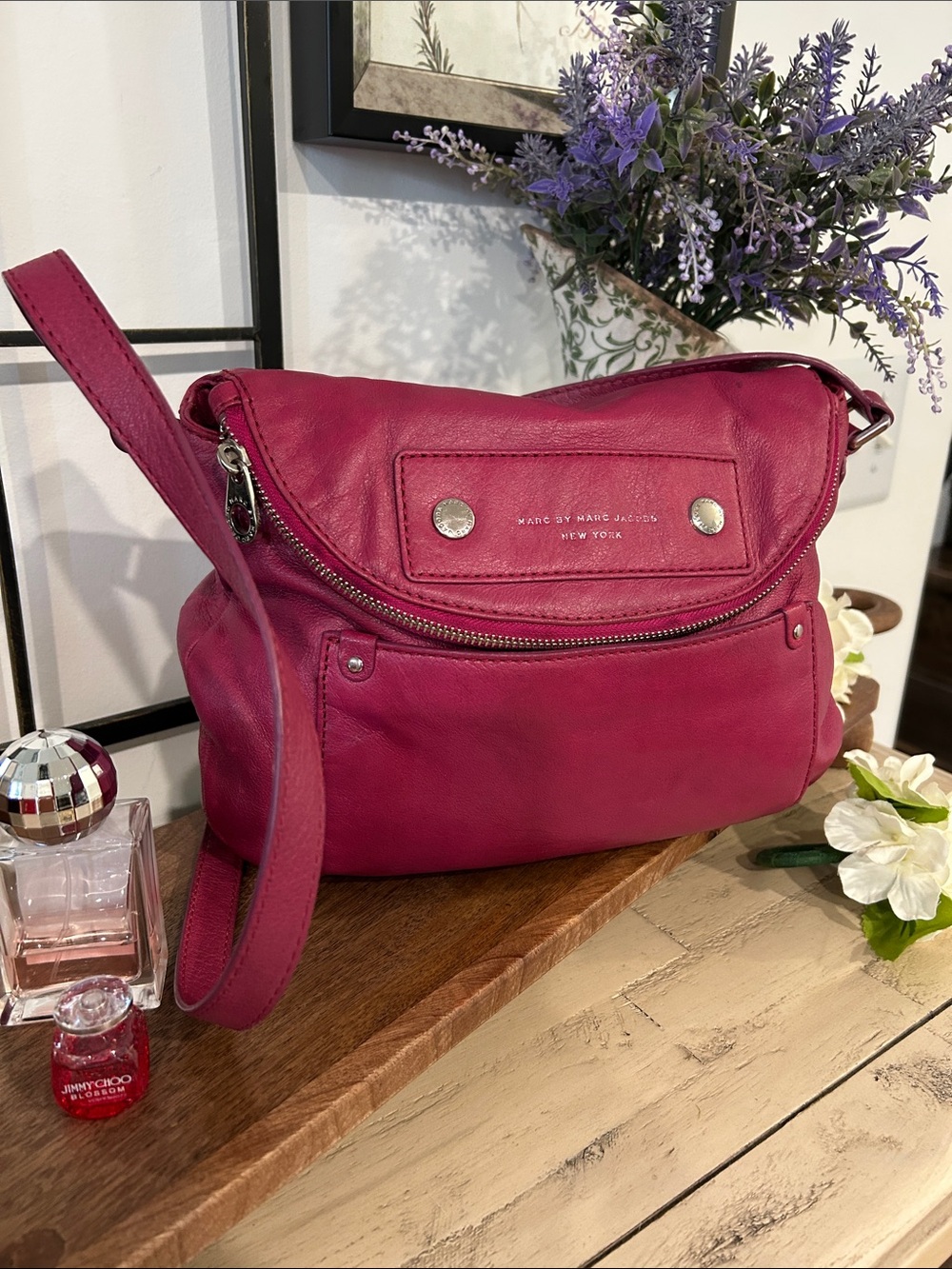 Marc By Marc Jacobs Magenta Leather Crossbody Bag